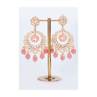 Kundan studded cream chandbali earring only on kalki