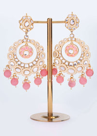Kundan studded cream chandbali earring only on kalki