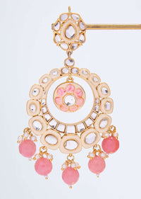 Kundan studded cream chandbali earring only on kalki