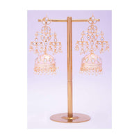 Kundan studded jadau earring with pink jhumkas only on kalki