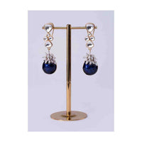 Kundan studded long drop earring with navy blue semi precious stone drop  only on Kalki