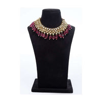 Kundan studded round choker necklace with crystal bead drops only on Kalki