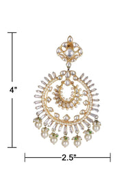 Kundan, Pearls And Stone Studded Chandelier Earrings In Circular Pattern Online - Kalki Fashion