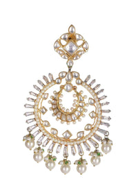 Kundan, Pearls And Stone Studded Chandelier Earrings In Circular Pattern Online - Kalki Fashion