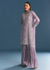 Lavender Chinon Kurta Sharara Suit With Moti Work