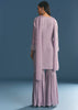Lavender Chinon Kurta Sharara Suit With Moti Work