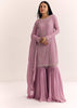 Lavender Chinon Sharara Suit With Cutdana Moti And Sequins