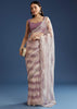 Lavender Shaded Glass Tissue Stone Embellished Saree With Cutdana And Beads