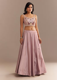 Lavender Silk Embroidered Jacket Lehenga Set