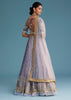 Lavender and Blue Silk Kali Embroidered Lehenga Set