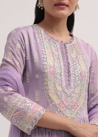 Lavender Embroidered Anarkali Suit