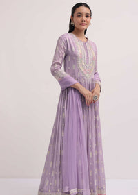 Lavender Embroidered Anarkali Suit