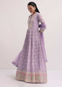 Lavender Embroidered Anarkali Suit