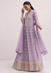 Lavender Embroidered Anarkali Suit