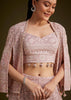 Lavender Georgette Palazzo Set And Lucknowi Cape