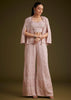 Lavender Georgette Palazzo Set And Lucknowi Cape