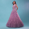 Lavender Gown In Floral Sequins Embroidery