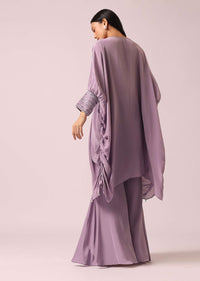 Lavender Kaftaan And Sharara Fusion Set