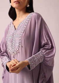 Lavender Kaftaan And Sharara Fusion Set