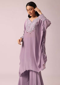 Lavender Kaftaan And Sharara Fusion Set