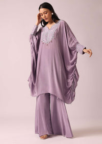 Lavender Kaftaan And Sharara Fusion Set