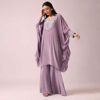 Lavender Kaftaan And Sharara Fusion Set