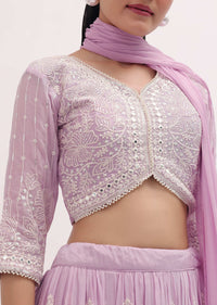 Lavender Lehenga With Embroidered Choli And Dupatta