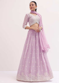 Lavender Lehenga With Embroidered Choli And Dupatta