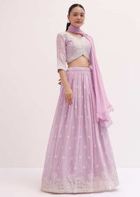 Lavender Lehenga With Embroidered Choli And Dupatta