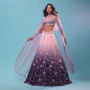 Lavender Ombre Lehenga With Surface Embroidered Crop Top