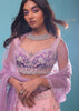 Lavender Ombre Lehenga With Surface Embroidered Crop Top