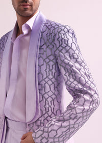 Lavender Ombre Shimmer Double Lapel Tuxedo With Shirt And Pants