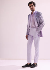 Lavender Ombre Shimmer Double Lapel Tuxedo With Shirt And Pants