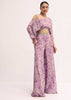 Lavender Printed Chiffon Crop Top And Palazzo