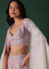 Lavender Purple Embroidered Lehenga Set In Organza