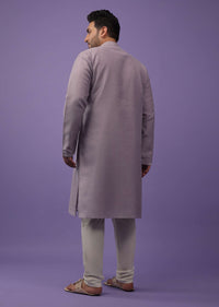 Lavender Purple Embroidered Kurta Set In Silk