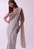 Lavender Purple Pre Stitched Sequins Saree With Layered Frill Blouse