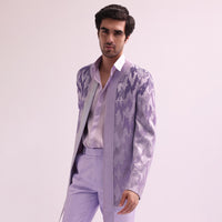 Lavender Shimmer Lapel Tuxedo With Shirt And Pants
