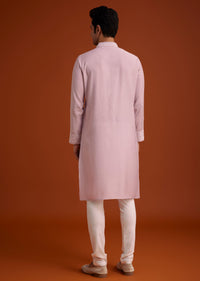 Lavender Silk Poly Viscose Kurta Set With Thread Embroidery