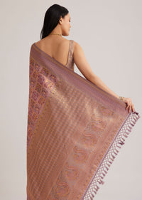 Lavender Silk Saree With Intricate Woven Motifs