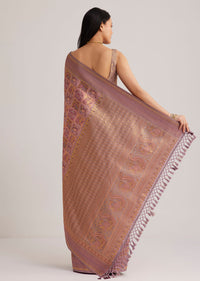 Lavender Silk Saree With Intricate Woven Motifs