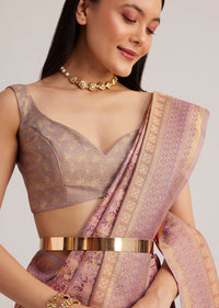 Lavender Silk Saree With Intricate Woven Motifs