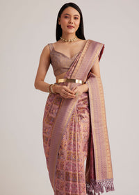 Lavender Silk Saree With Intricate Woven Motifs