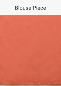 Lei Flower Peach Saree In Organza With Floral Print And Cut Dana Trim On The Border Online - Kalki Fashion
