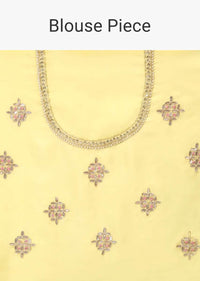 Lemon Yellow Saree In Organza With Gotta Patti And Cut Dana Embroidered Border And Butti Design