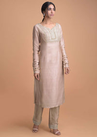 Lemonade Pink Straight Cut Suit With Geometric And Floral Embroidery  Online - Kalki Fashion