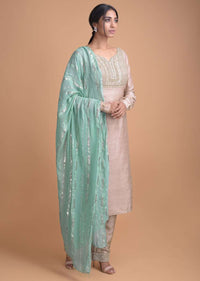 Lemonade Pink Straight Cut Suit With Geometric And Floral Embroidery  Online - Kalki Fashion