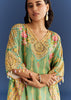Light Aqua Green Cotton Muslin Kaftaan With Printed Dhoti
