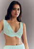 Light Blue Tissue Saree With Cutdana And Beads Embroidery And Cutwork Scallop Border