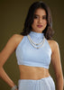 Light Blue Tissue Silk Saree With Stone Embellishment
